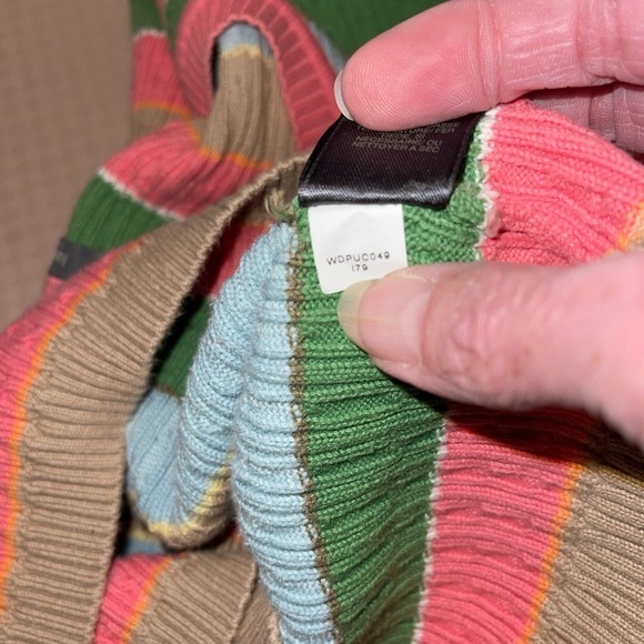 Liz Claiborne vintage pink green blue multicolored striped knit sweater Petite M - Picture 9 of 10